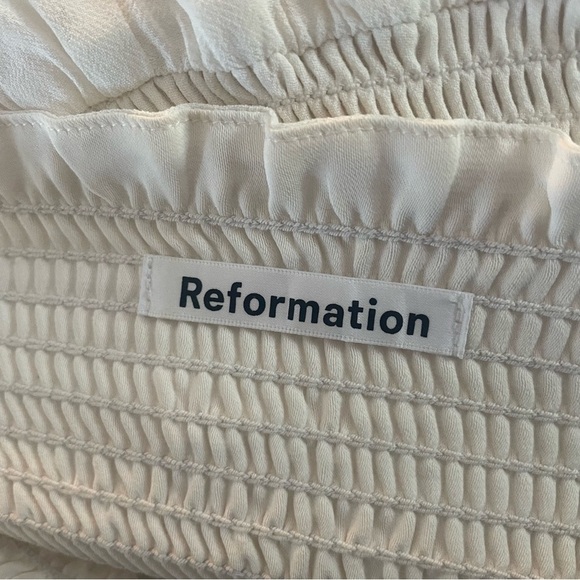 Reformation nera ivory white strapless tiered smocked midi dress 20707 - Picture 9 of 12